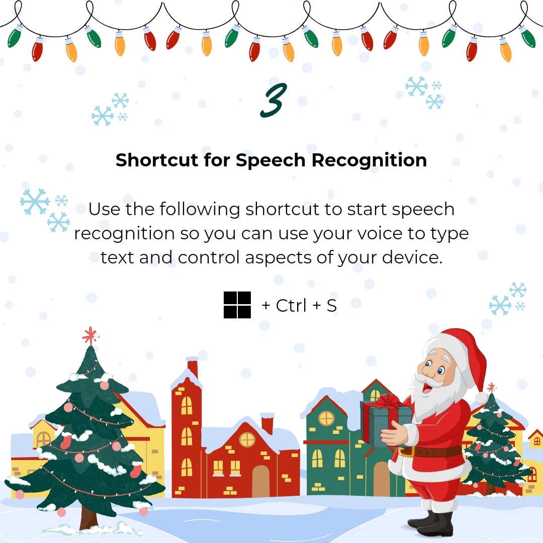 Day 3

🗣️✨ Unlock the power of accessibility with this shortcut! Start speech recognition effortlessly to type text and control your device using just your voice. 

Empower pupils with hands-free convenience for a seamless and inclusive tech experience. 🌐🔊