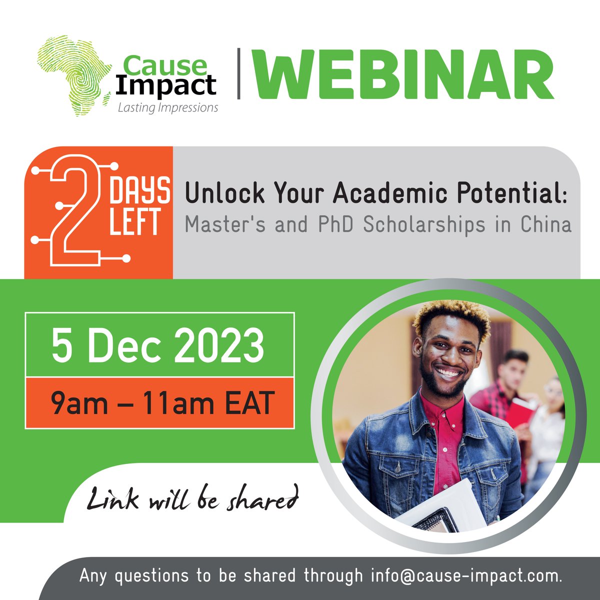 CauseImpactPR's tweet photo. Two days left!
Register here, πhttps://t.co/0NPzOf6dkB and be sure to expand your academic horizons in China.
#causeimpact #Scholarships #Lastingimpressions https://t.co/3XJeRm7GcG