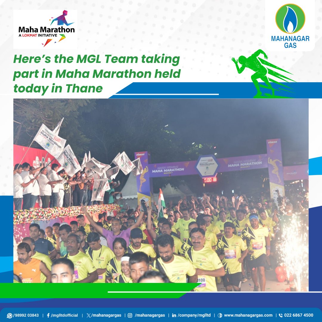 mahanagargas's tweet photo. Healthy morning, happy faces!
Today, the #MGL Team participated in the #MahaMarathonSeason7...
Fueled by determination, it was an adrenaline-filled event for the Runners.
#MahanagarGas #Marathon #MahaMarathon #MahaMumbai https://t.co/xVAAQCc62L