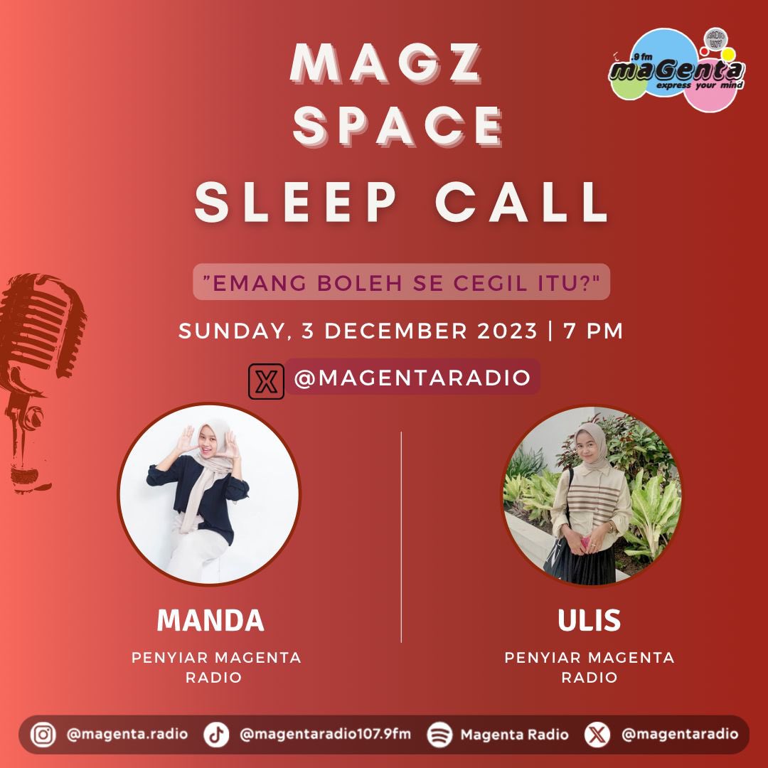 magentaradio's tweet image. Halo Balamuda🙌🏻

Kayaknya lagi seru banget ya cegil era belakangan ini?😄 

waduh waduh pas banget nih, Balamuda bisa join podcast bareng ulis-manda yang akan membahas tuntas “Emang boleh se-cegil itu?” see you!😍🫰🏻

#magentaradio #magzspace #sleepcall