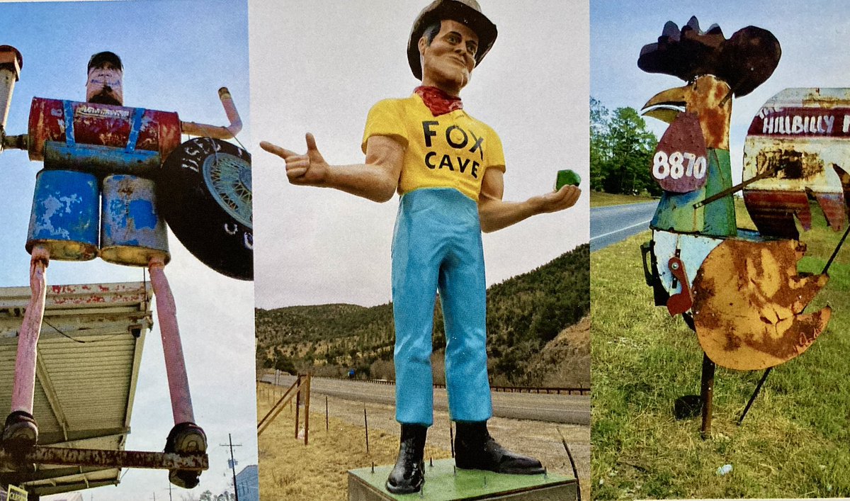pjsyndicate's tweet photo. Last shots from the 2023 Voodoo Lounge Gumbo calendar with our photos celebrating signage and more! December features, from our US travels, Roadside Attractions; the hillbilly chicken, Fox Cave Man and a Muffler Man of old car bits. #signage #voodooloungegumbo #MufflerMan https://t.co/Miw6e0w9Z8