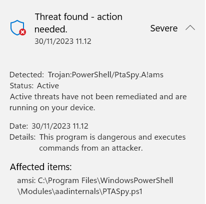 Life goal achieved! But calling PTASpy a trojan is almost calling my kid ugly: it does exactly what it tells it does!
aadinternals.com/aadinternals/#…