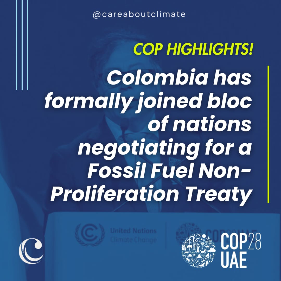 careboutclimate's tweet photo. @COP28_UAE, #Colombia has formally joined bloc of nations negotiating for a Fossil Fuel Non-Proliferation Treaty. 
#CareAboutCOP #ClimateAtion #COP28UAE #CareAboutClimate #earthquake https://t.co/OWU4hDiWD1
