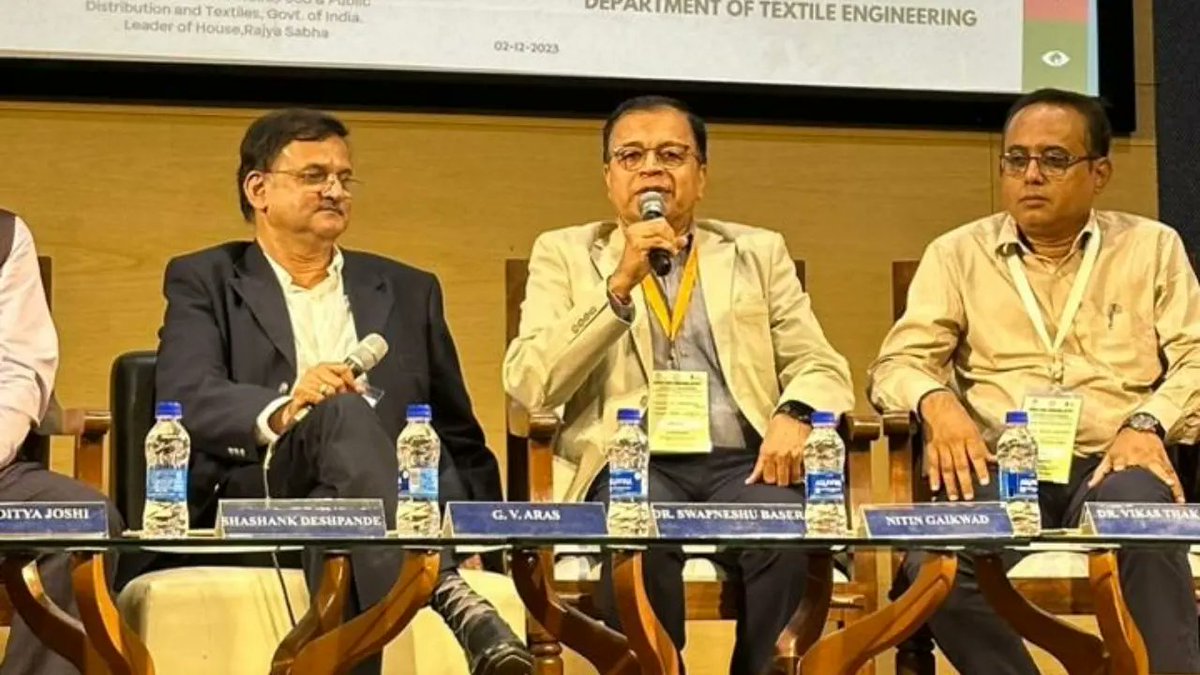 suprauno's tweet photo. Thrilled to share that our Managing Director, Dr. Swapneshu Baser, recently was invited as a distinguished panelist to a conference organized as part of the celebration of the centenary year of @VJTI on Sustainable Technical Textiles: Innovative Materials &amp; Machinery Development. https://t.co/1FmffkLi45