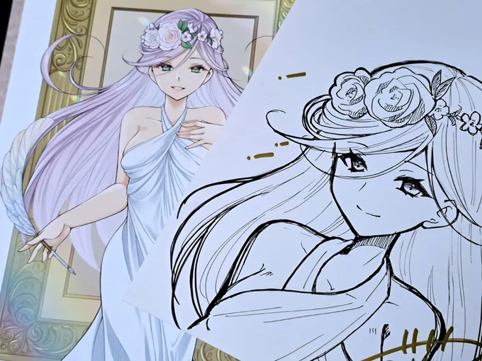 ミニ色紙サイズ原画(色紙ではありません)と額入複製画をBOOTHに追加しました。直筆作品2点の在庫も復活していますので、併せてお迎えご検討いただけると嬉しいです 