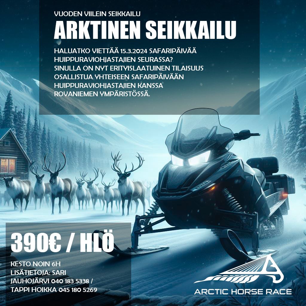 Nyt sinulla on mahdollisuus viettää päivä Lapin luonnossa huippuraviurheilijoiden kanssa 15.3.2024! Lippuja rajoitetusti. Liput rovaniemenravirata.fi sivuilta. @Roikaupunki <a href="/RoiRavit/">Rovaniemen ravirata</a> <a href="/VisitRovaniemi/">Visit Rovaniemi</a> #kemppitalli <a href="/stallzet/">Daniel Redén</a> #ravit #trav #harnessracing #arctichorserace