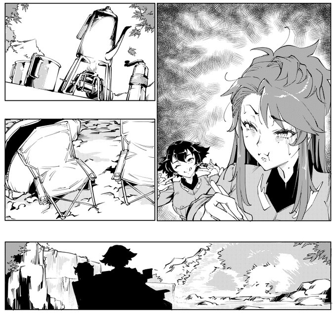 スキル黒ベタ偏重振りなので小物も背景も全てベタの力で押し切る。これしか知らぬ。 