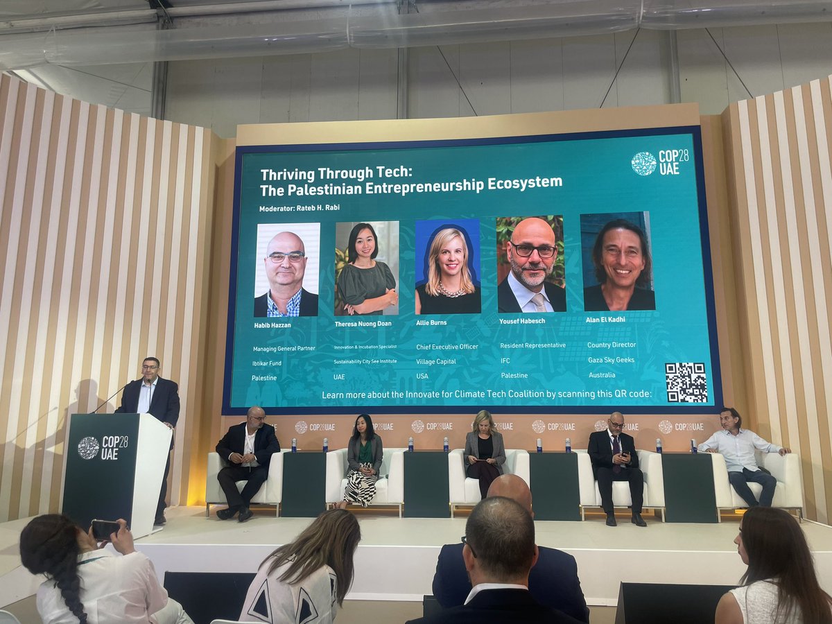 Lina Khatib (@linakhatibuk) on Twitter photo Highlight of my time at <a href="/COP28_UAE/">COP28 UAE</a> so far is attending this inspiring discussion on the Palestinian entrepreneurship ecosystem & hearing from <a href="/RatebRabi/">Rateb H. Rabi</a> <a href="/AllieB/">Allie Burns</a> <a href="/IbtikarFund/">Ibtikar Fund</a> <a href="/IFC_org/">IFC</a> <a href="/GazaSkyGeeks/">Gaza Sky Geeks</a> on both current challenges caused by the war & the huge resilience of the sector. Highlight of my time at <a href="/COP28_UAE/">COP28 UAE</a> so far is attending this inspiring discussion on the Palestinian entrepreneurship ecosystem & hearing from <a href="/RatebRabi/">Rateb H. Rabi</a> <a href="/AllieB/">Allie Burns</a> <a href="/IbtikarFund/">Ibtikar Fund</a> <a href="/IFC_org/">IFC</a> <a href="/GazaSkyGeeks/">Gaza Sky Geeks</a> on both current challenges caused by the war & the huge resilience of the sector.