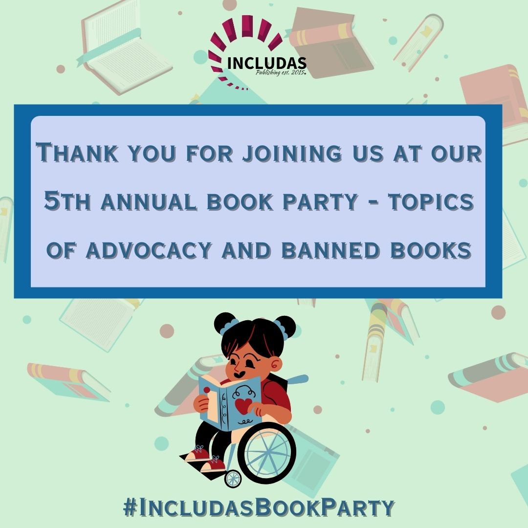 TY for joining us at our 5th Annual INCLUDAS Book Party: topics of advocacy &amp; banned books. Did you learn anything new? Let us know what surprised you the most! bit.ly/3t3DbTJ
#IncludasBookParty #InclusionMatters #DisabilityAdvocacy #BannedBooks #BooksSaveLives #includas