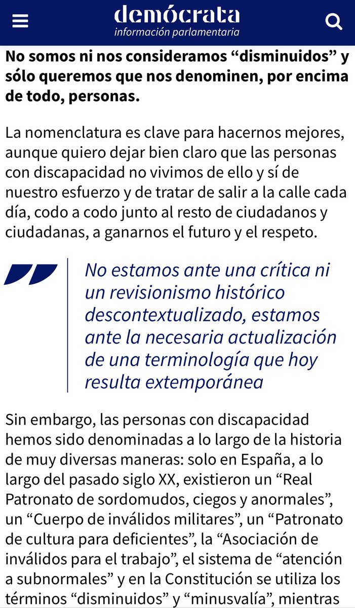 No somos disminuidos, somos personas: por el cambio del artículo 49 de la Constitución 
👌🏼👌🏼 Reflexión de nuestro presidente Miguel Carballeda en @democrata_info
#DiaInternacionalDiscapacidad 
 democrata.es/quieren-influi…