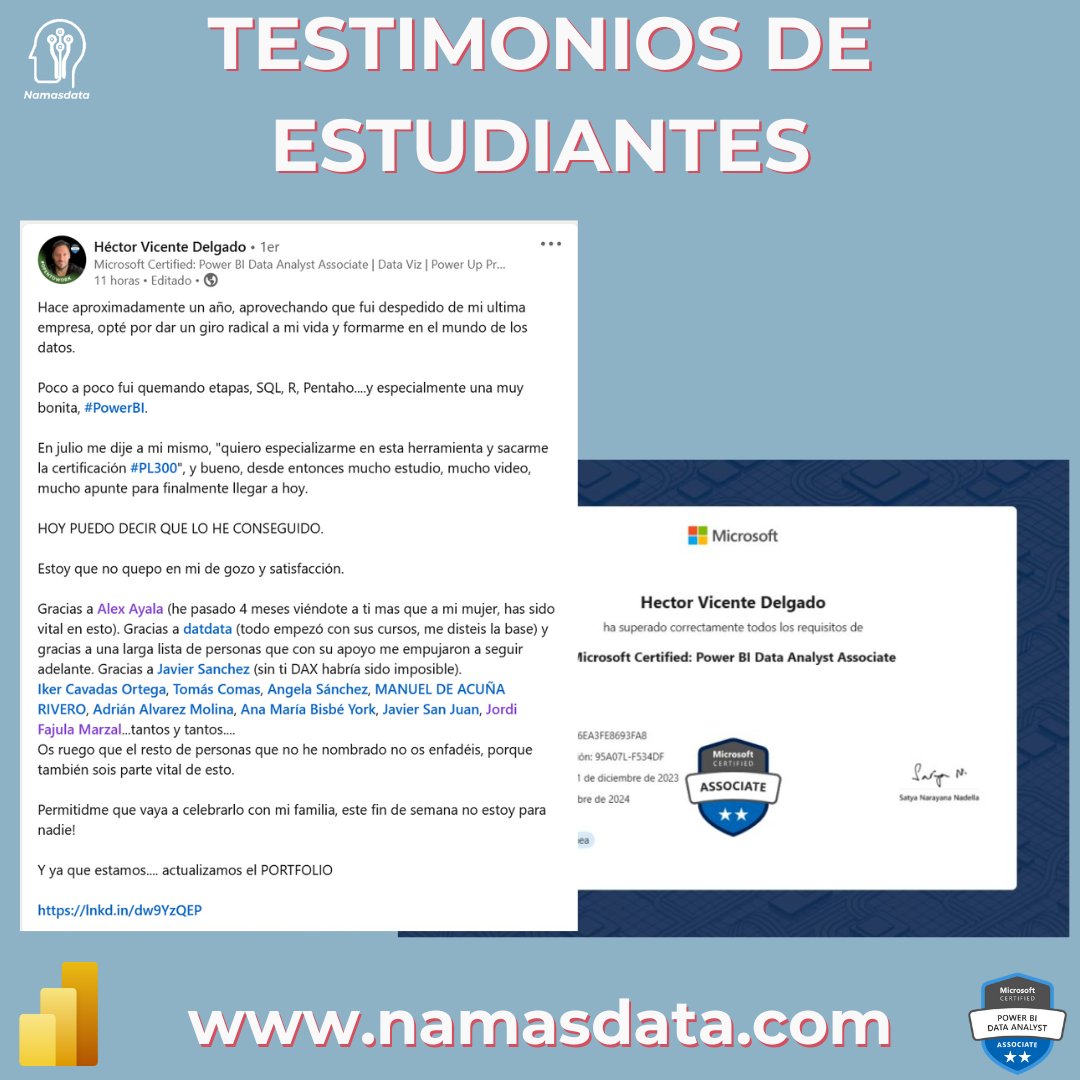 Me identifico mucho con la historia de Héctor. También empecé de cero y tuve la fortuna de acompañarlo hasta obtener la certificación PL-300. Admiro su empeño, sacrificio y constancia. ¡Feliz por sus logros y emocionado por los que vienen! 😊