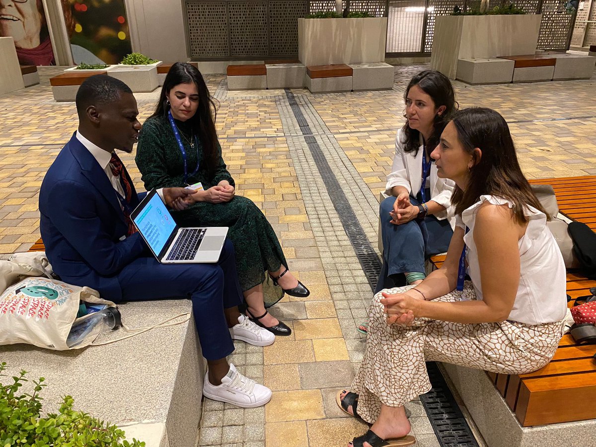 ClaiminOurSpace's tweet photo. Bilateral Meeting with our friends from @despacio_org here at @COP28_UAE 🙌 

#COP28 #ClaimingOurSpace https://t.co/dyfuINHIAe