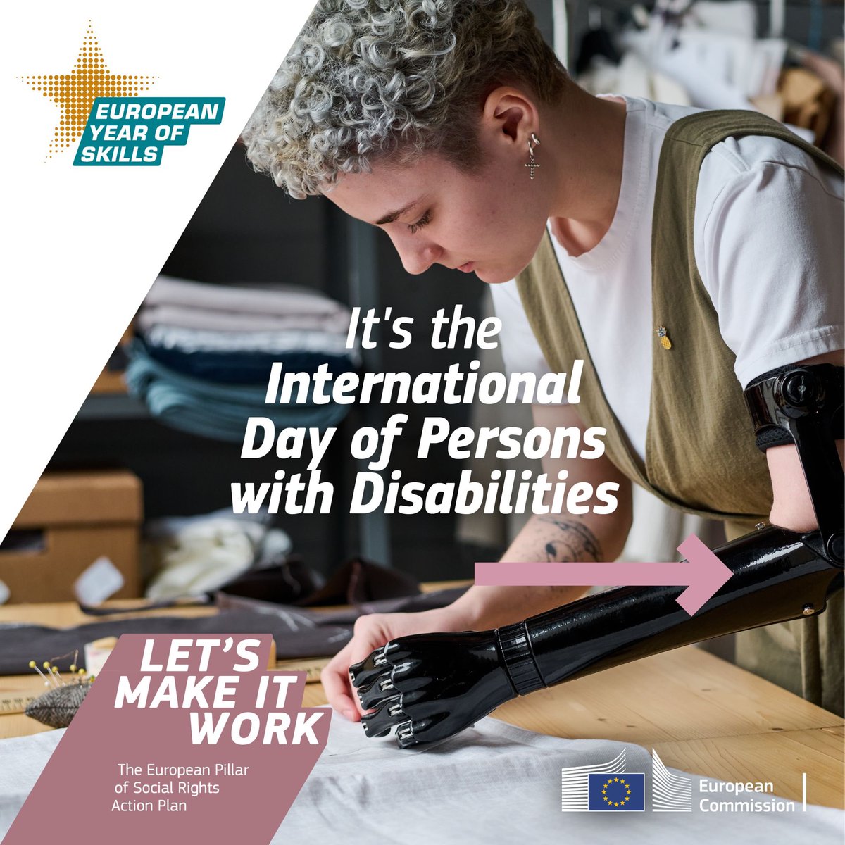 Today is the International Day of Persons with Disabilities.
 
Ongoing @EU_Commission #EUDisabilityRights work to improve the lives of persons with disabilities includes:
- #EUDisabilityCard & #EUParkingCard
- A package to improve labour market outcomes
 
#IDPD #UnionOfEquality