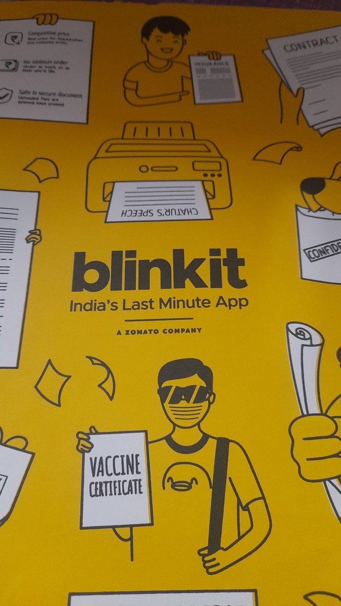 SatvikSharma_'s tweet photo. Honourly Appreciated Service By @letsblinkit by @zomato  
Got Stuck In Some Urgency And Forget Some Important Documents To Be Print 
@letsblinkit Helps Me to get it to me on my doorstep in very nominal charge and fastly ! With A Great Packaging 
#printstore #letsblinkit #blinkit https://t.co/WVVP5Mbhn2