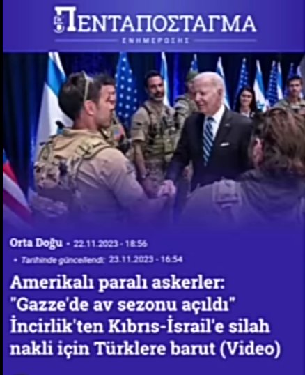 İncirlikten Kıbrıs'a,Kıbrıs'tan İsrail'e silah yardımı yapılıyor. Gazze'ye giden bombalar İncirlikten kalkıyor.İncirlik üssü Türkiye için tehdittir. GAZZE'ye ölüm saçan ABD'nin bombaları'dır. Türklere barut diyerek Türklerin sinirli olduğunu söylüyor. İncirlik KAPATILSIN!!!!!