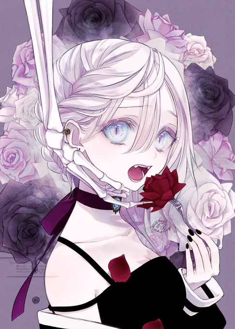 #アートトレイン 美麗で仄暗い世界観がとても素敵な慧那さんよりバトンをいただきました!ありがとうございます(*'︶`*)  薔薇と骨と女の子の組み合わせが大好きです