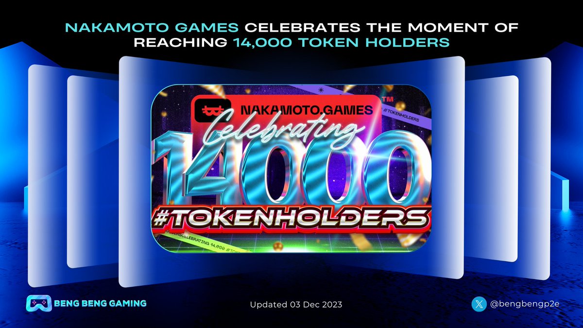 bengbengp2e's tweet photo. 🎮 @NakamotoGames Celebrates The Moment of Reaching 14,000 Token Holders

💥In the past 24 hours, the number of $NAKA token holders has increased by 1000 people. Thereby, @NakamotoGames has officially reached the milestone of 14,000 Token Holders.

This is an impressive achievement that not everyone can achieve

🔥This result comes from the efforts and efforts of the entire @NakamotoGames team over a very, very long period of time.

🥂Once again, congratulations to @NakamotoGames  

#NFTGame #BlockchainGaming #Web3Games