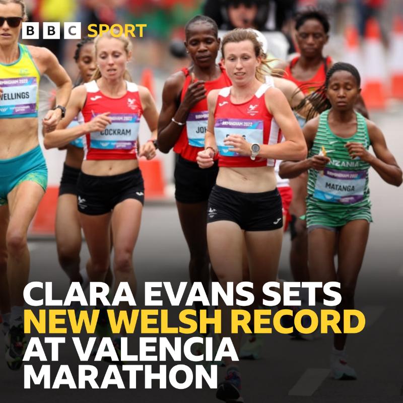 BBCSportWales's tweet photo. New Welsh Record ✅
Under Olympic qualifying standard ✅

What a run from Clara Evans at the Valencia Marathon 👏

#BBCMarathon