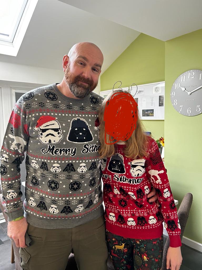 DaughterDodge wanted matching Christmas jumpers. Mad to believe she is going to be 11 next weekend!