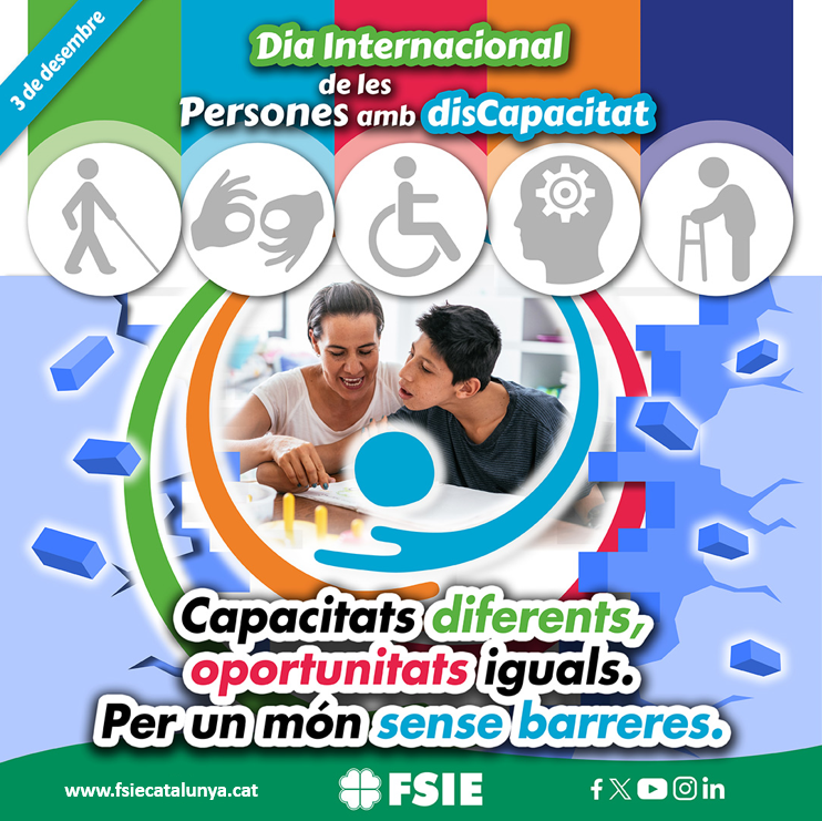 FSIECATALUNYA's tweet photo. 💼📷 Avui, en el Dia Internacional de les Persones amb disCapacitat, des de #FSIECATALUNYA fem arribar un missatge d'inclusió, autonomia i empoderament. Totes les persones tenim #Capacitats diferents i valuoses. 📷 Més info
👉https://t.co/bv8axTrGIJ
🍀#SomFSIE https://t.co/UTOOw4GE7J