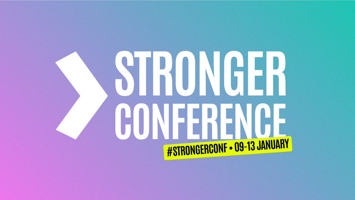 🚨 Stronger Conference / 9-13th 

Jan Grab a ticket via 🎟️ shorturl.at/ejkuy

Designed to strengthen your faith and help you impact the world 

#strongerconf #jesus #onlineconference #onlineevent