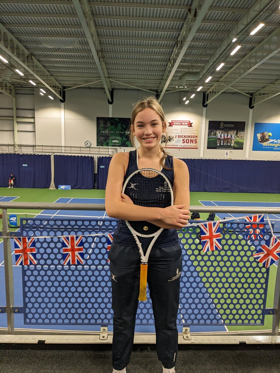 Three from three for @KHSWarwick in the singles against Bradford Grammar today Ellie pictured her after her 6-0 win at th @the_LTA U16 National Tennis Finals. Good luck Tilly in your match 🎾☃️