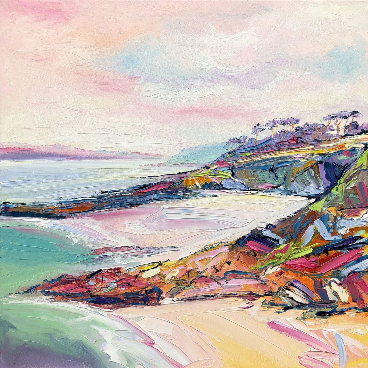 Just gone to a loving new home from the studio. ‘Molunan Bay’ 60cm x 60cm #contemporaryart #cornwall #artforsale