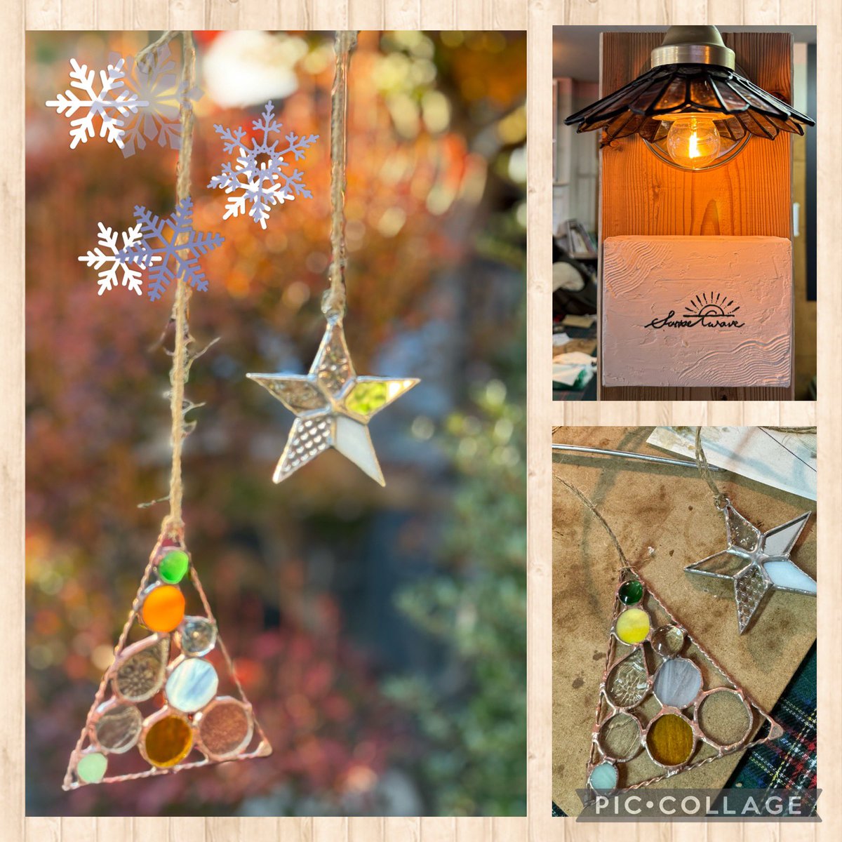 jouknkuoj's tweet photo. 憧れのステンドグラス教室
クリスマスオーナメント作りのWSへ
はじめましての先生とご一緒した皆さん
とー〜っても明るくて楽しくて
1時間の予定が2時間超え😆
お気に入りの⭐️と🎄のオーナメントが出来上がりました✨️😊
飾るだけで🎶気分⤴︎⤴︎🦌🦌🛷✨
#ステンドグラス
#sunsetwave https://t.co/aRrlyeM3DT