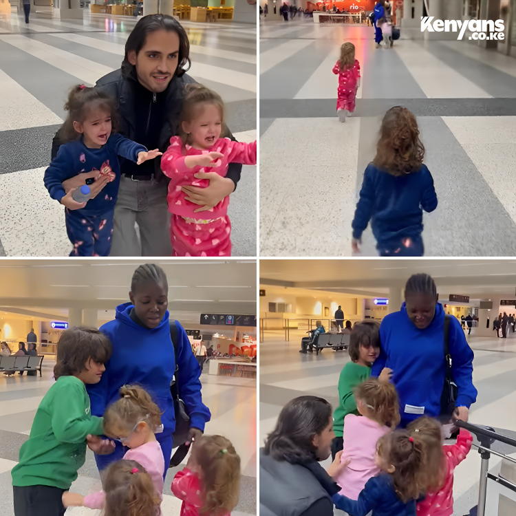 Lebanese kids get emotional at the airport while seeing off their Kenyan nanny