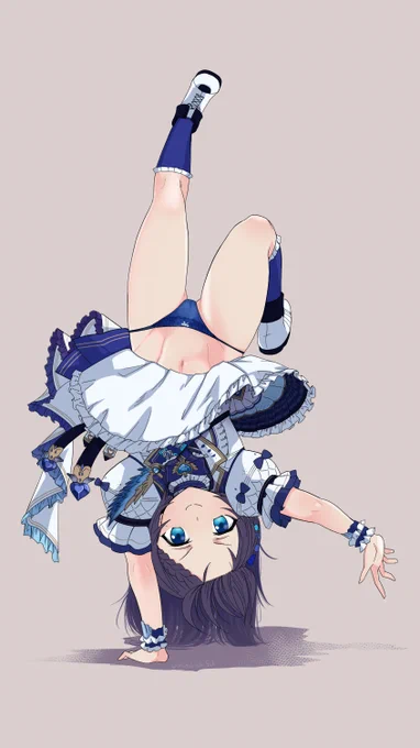 (Skeb)スパッツ履き忘れたまま逆立ちしておぱんちゅ丸見えになってることに気づいてないuihろ 