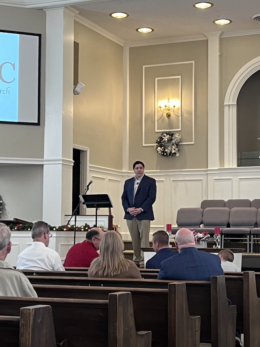 Pastor Matt standing before his church on the first Sunday in December and his first Sunday at Middle Valley Baptist Church. Join me as we pray for Matt and Lindsey as they begin ministry with this wonderful church.