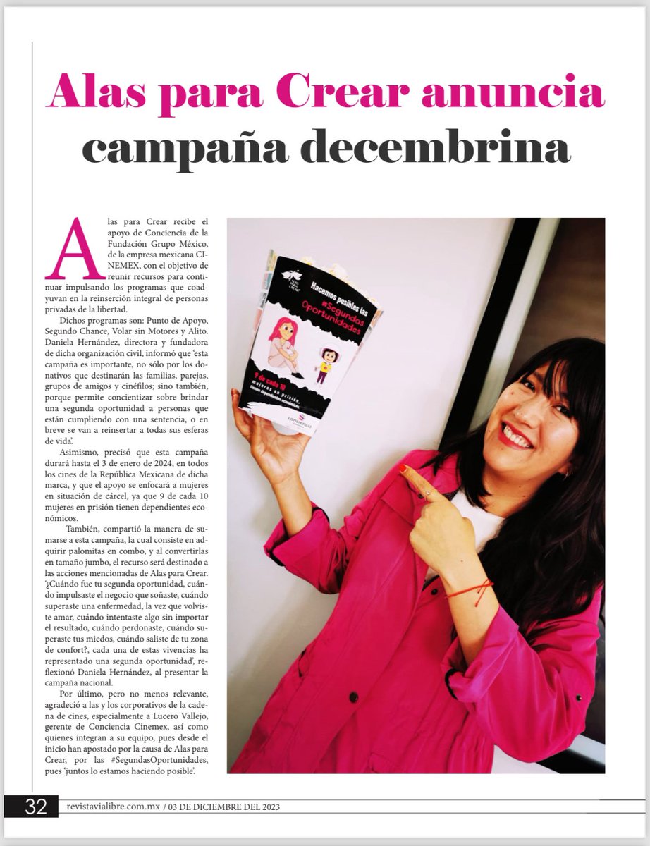 📢 Les traemos su <a href="/rvlsemanario/">Revista Vía Libre</a> para comenzar el domingo con un café ☕ e información sobre nuestra campaña #SegundasOportunidades con apoyo de @ConcienciaCinemex, entérate como sumarte con sólo ir al cine.🍿📽 

#UnComboPorTuCausa