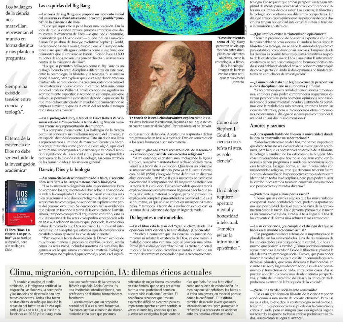 JuanLarrainC's tweet photo. Comparto conversación con @E_Irarrazabal en #ArtesyLetras @ElMercurio_cl respecto de "la pregunta sobre la existencia de Dios" y el análisis del libro Dios, la ciencia, las pruebas y otros temas. https://t.co/lEA24VsBu6