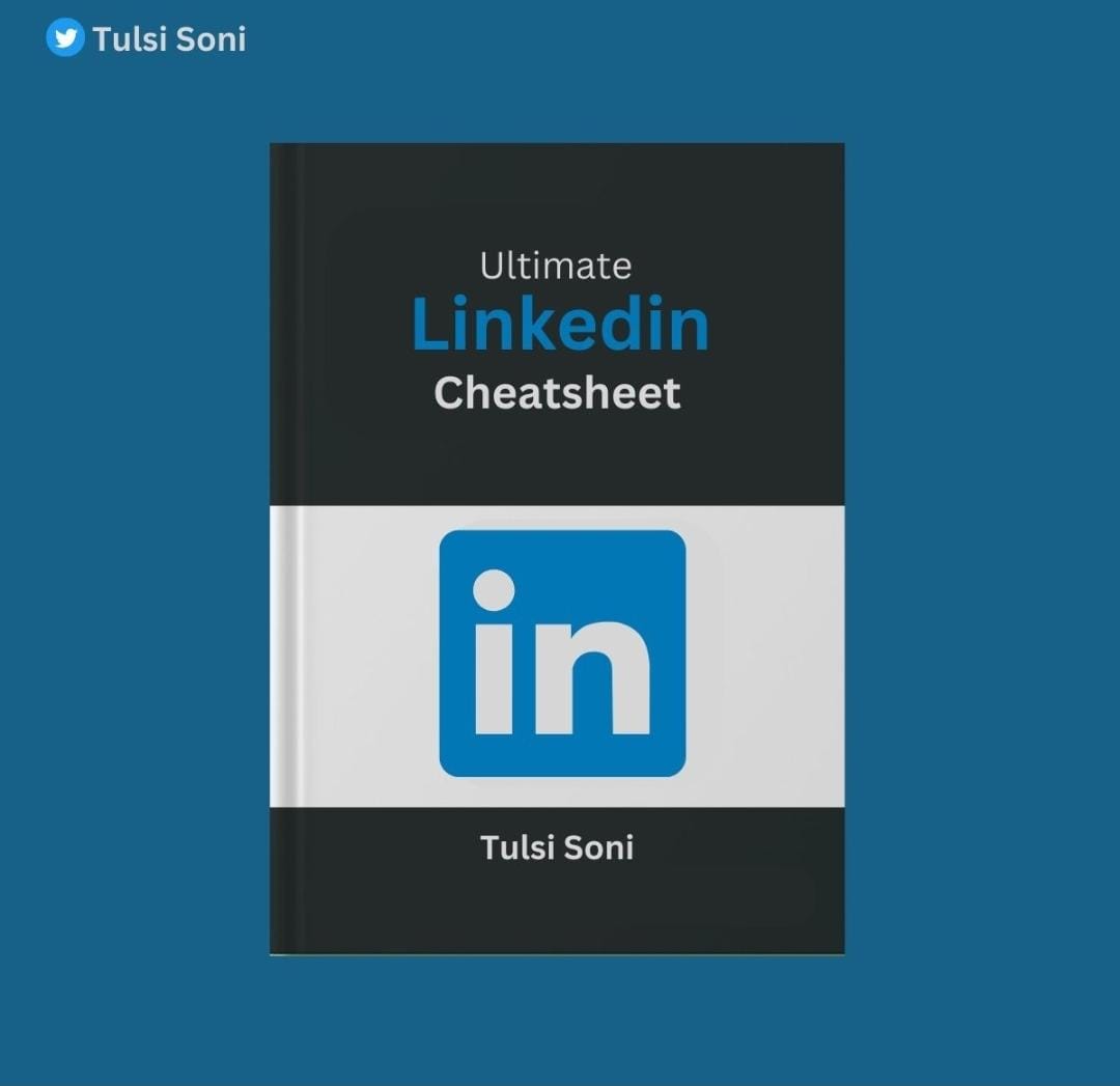How I grew to 190K LinkedIn followers in 8 months ?

But now you can do it as well 

So, I've built a Ultimate Cheatsheet for LinkedIn 

Here, you get how to: 

- Build your Personal Brand
- Grow on LinkedIn &amp; Monetize 
- Content Inspiration
- Hooks Generator
- Know your ideal