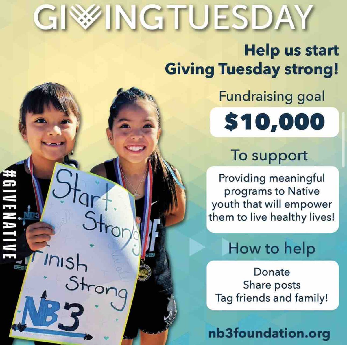 There’s still time to support Native youth programs. Our #GivingTuesday fundraiser ends Tuesday, Dec. 5. Link in bio. #NB3F #NB3FIT #HealthyKidsHealthyFutures #GivingSeason