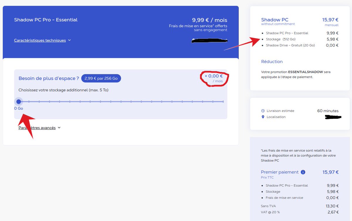 Je voulais tester le Shadow Pro (j'ai déjà un Gaming). Il semble qu'il y ai un bug sur la commande <a href="/Shadow_France/">Shadow France</a>. Le système me compte systématiquement 512Go de stockage :( 
Donc pas de test.
cc <a href="/olesovhcom/">Octave Klaba</a>