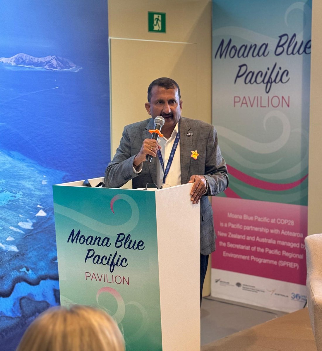 UNCDF's tweet photo. 🟩 The #COP28 Side-event: “Lessons Learned from Implementing Climate Risk Insurance Solutions in the Pacific," was started with opening remarks from Krishnan Narasimhan, PICAP Programme Manager and Lead Insurance and Climate Adaptation Specialist (@UNCDFDigital). #COP28UAE https://t.co/j3OdxPCVCY