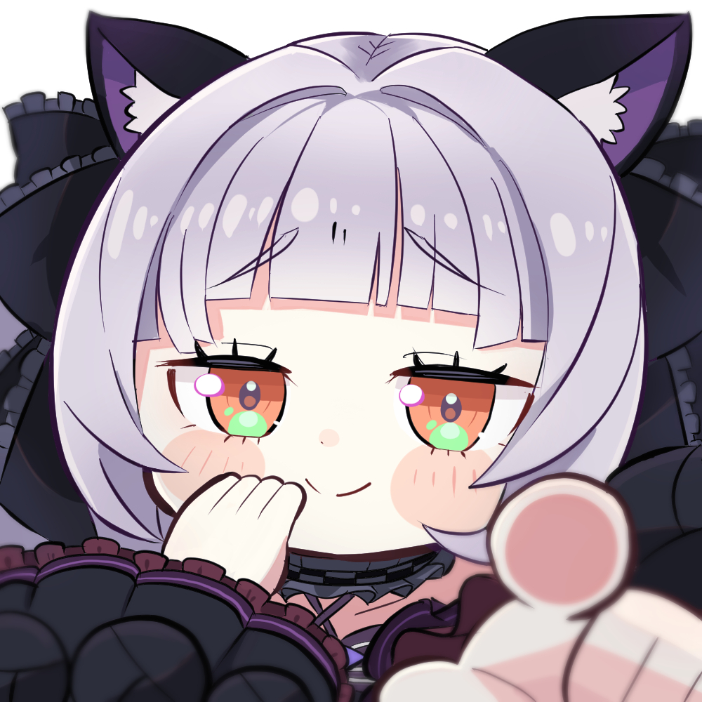 murasaki shion ,murasaki shion (gothic lolita) 1girl animal ears solo cat ears bangs grey hair smile  illustration images