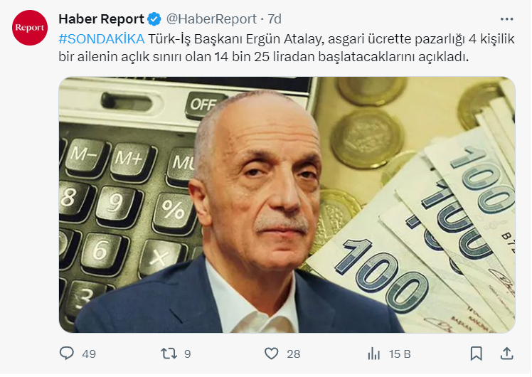 Siz dalga mı geçiyorsunuz ? 14 bin tl ye koca ay çalışacaksın hem aç kalacaksın. Bu insanlar taş mı yesin ? Asgari ücretliyi yok sayamazsınız.
En düşük asgari ücret 24 bin tl olmalıdır.
Asgari ücretli emekçi kardeşlerimizin her daim yanındayız.