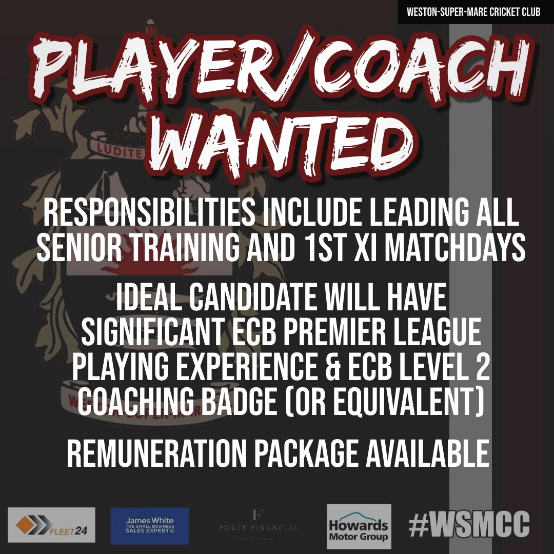 wsmcricketclub's tweet photo. WSMCC are on the lookout for a new Head Player/Coach. 

This exciting role will involve leading the club forward on and off the pitch into the 2024 season and beyond. 

More info 👉 https://t.co/UxY31p1An5 https://t.co/1d5UzFpFJz