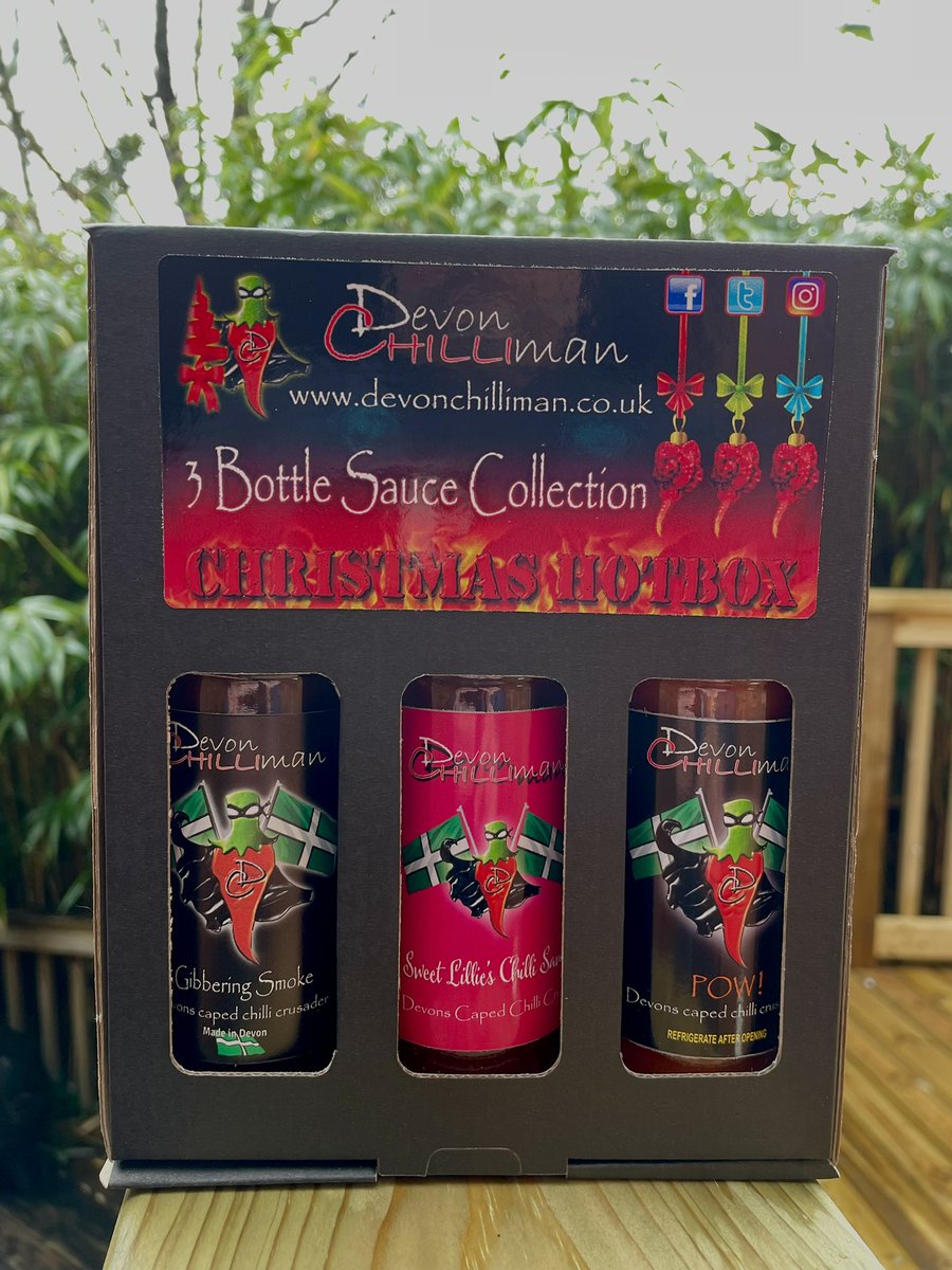 BACK IN STOCK 🎄🎅 

3 Bottle Christmas HotBox only £16.00 + shipping 

devonchilliman.co.uk/product/3-bott…