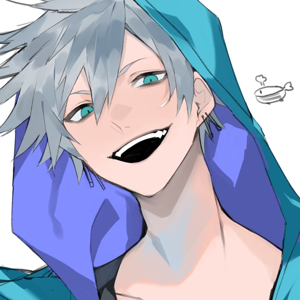 1boy male focus hood solo open mouth hood up smile  illustration images