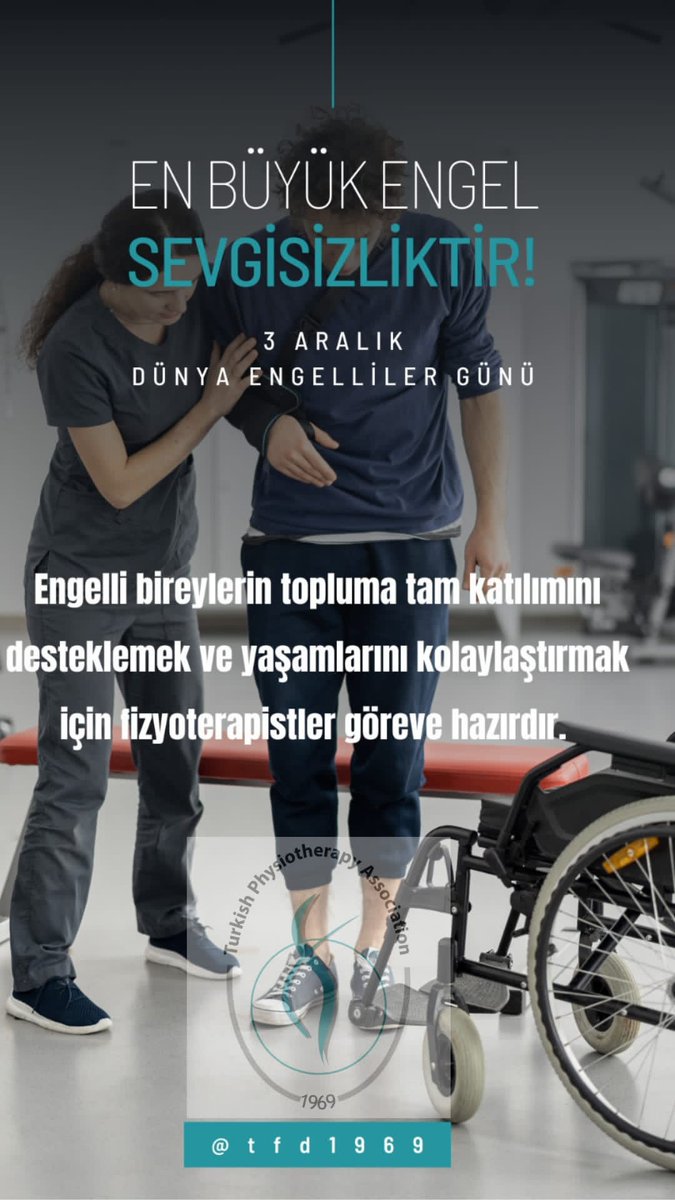 Engelli bireylerin topluma tam katılımını desteklemek ve yaşamlarını kolaylaştırmak için fizyoterapistler göreve hazırdır. 
Bireysel farklılıklarımız ile güçlüyüz.
@TSKonfederasyonu
<a href="/engelsizbestepe/">Engelsiz Beştepe</a>
<a href="/Goz_Der/">Görme Özürlüler Derneği</a>
<a href="/tbesforgtr/">Türkiye Bedensel Engelliler Spor Federasyonu</a>