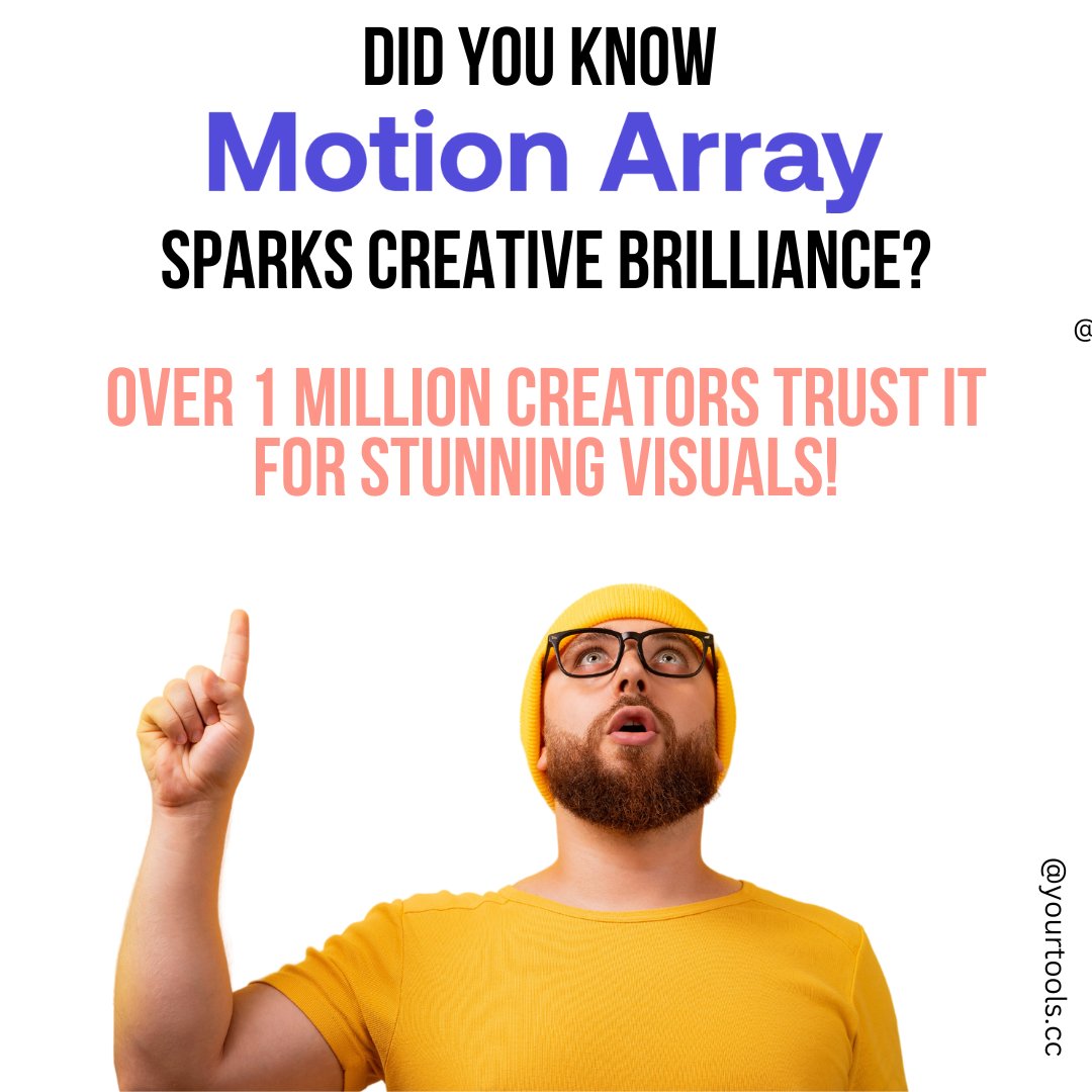 shared_tools's tweet image. Are you a content creator, filmmaker, or video enthusiast? Motion Array is your ultimate creative companion! 
Get it from yourtools.cc in just $3/month now!🎬

#MotionArrayMagic #ContentCreation #VideoEditing #CreativeTools #DigitalMagic #MotionArrayPro #VisualStory