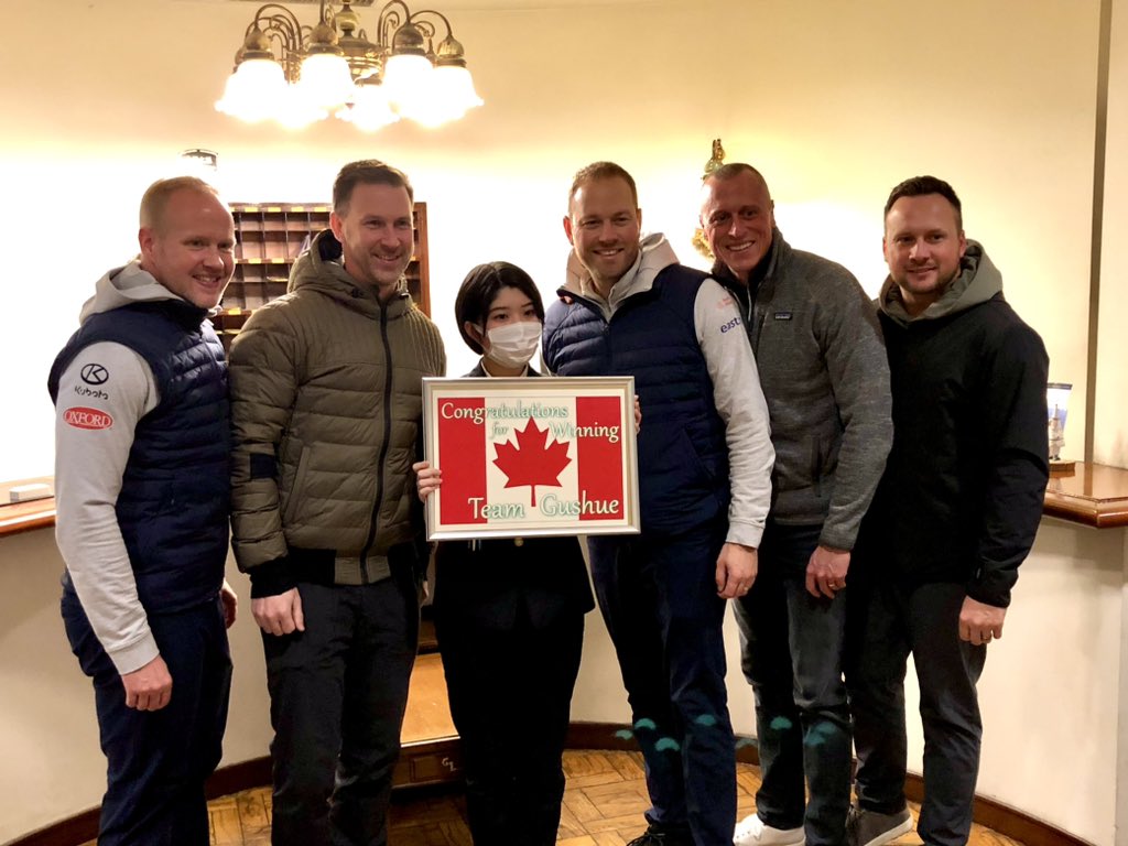 HERO’S WELCOME IN KARUIZAWA 

This is pretty cool. The hotel <a href="/TeamGushue/">Team Gushue</a> is staying had a sign of congratulations prepared for when they returned. Hotel staff so thrilled. 

It’s the little things. And it meant a lot to the team here in Japan.