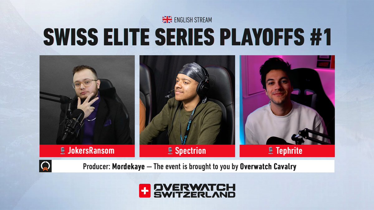 The Overwatch Swiss Elite Series #1 PLAYOFFS are LIVE! Top-tier action awaits #OWSES 🇨🇭 🎙️ @JokersRansom @Spectrioncasts @tephrite_98 🎥 @Mordekaye_OW @OWCavalry Join us ➡️ twitch.tv/OWSwitzerland