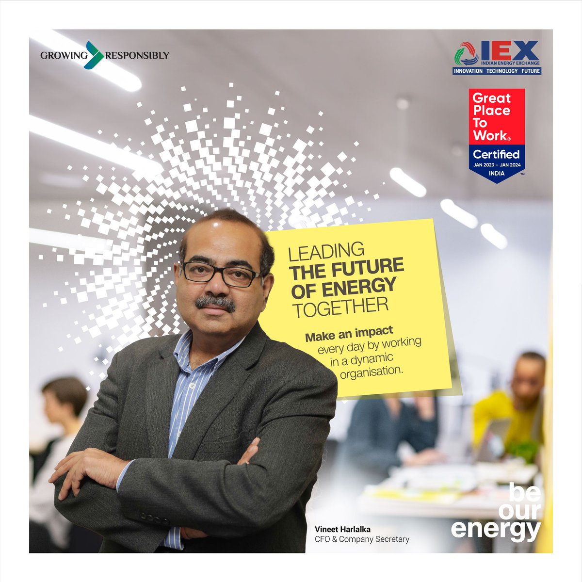 Shape the future of energy with us. Join IEX and play a pivotal role in India's renewable energy transition.

#EnergyFuture #PowerMarket #GreatPlaceToWork    #IndianEnergyExchange #BeOurEnergy