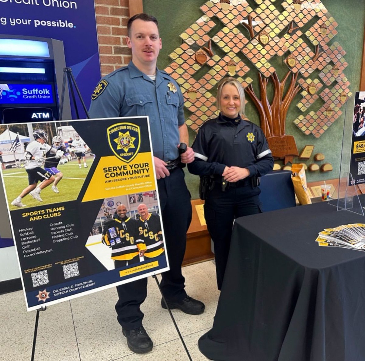 The Recruitment Unit of the Sheriff's Office was present at the Eastern Campus of <a href="/sunysflk/">SUNYSFLK</a> in Riverhead, providing students with valuable information regarding the numerous opportunities available for individuals interested in becoming Correction Officers.