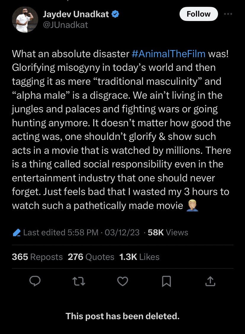 we have to live in a world where speaking the truth &amp; some sense in this country filled with incels is seen as something wrong by the majority. understandable why he deleted it but he said NOTHING wrong.