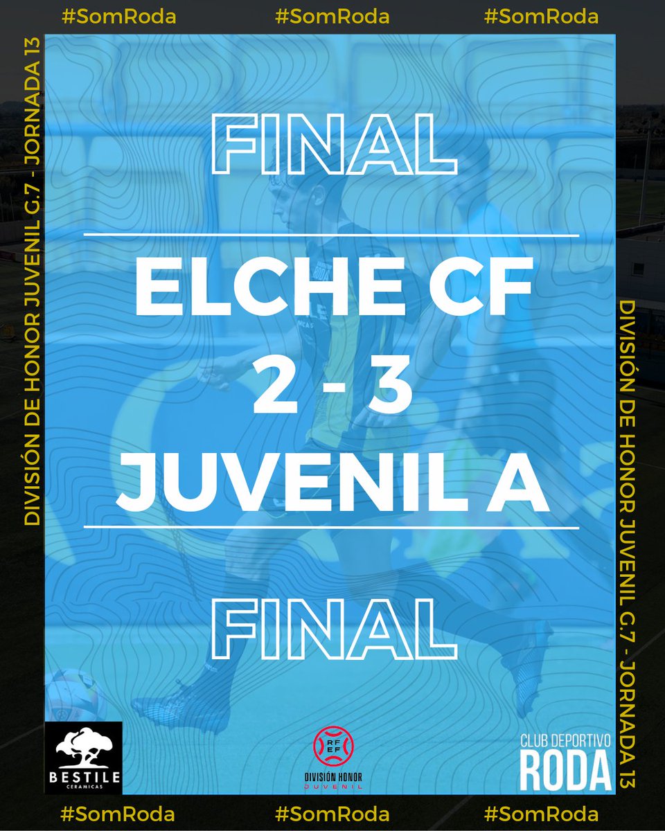 ⌚️ FINAL | <a href="/futbolbaseECF/">Fútbol Base Elche CF</a> 2-3 JUVENIL A 

¡¡FIINAAAAL!! ¡MENUDA VICTORIA, EQUIPO! ¡Los gualdinegros se llevan los tres puntos de Elche en el último momento después de remontar el encuentro!

Gaitán, Álvaro y Asier anotaron los tantos.

🏆 J13 #DHJuvenil G.7 | #CDRoda #SomRoda